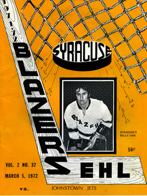 Syracuse Blazers Program 1971-72 Eastern Hockey League EHL