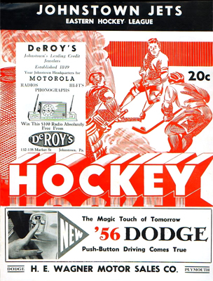 Johnstown Jets Program 1955-56 Eastern Hockey League EHL
