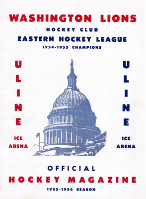 Washington Lions Program 1955-56 Eastern Hockey League EHL